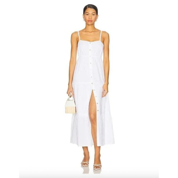 SANCTUARY Dress Size M NEW White Ivory Tiered Picot Midi 100% Cotton - Picture 1 of 7